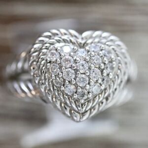 Judith Ripka Silver Heart Pavé Ring